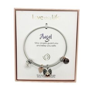 Love This Life® Two‎ Tone Stainless Steel “Angel” Cubic Zirconia Shaker Bracelet